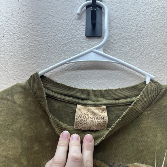 Vintage Tiger The Mountain Green Tie Dye Nature T-Shirt 1999 XXL Animal Distress - Picture 5 of 7